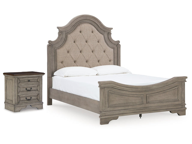 Lodenbay Antique Gray/Brown Queen Panel Bed & Nightstand - Ornate Home