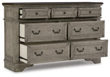 Lodenbay Antique Gray/Brown Queen Upholstered Panel Bedroom Set with Dresser and Nightstand - Ornate Home