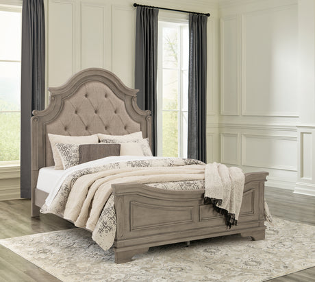Lodenbay Antique Gray/Brown Queen Upholstered Panel Bedroom Set with Dresser and Nightstand - Ornate Home