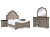 Lodenbay Queen Upholstered Panel Bedroom Set with Dresser, Mirror and 2 Nightstands - Ornate Home