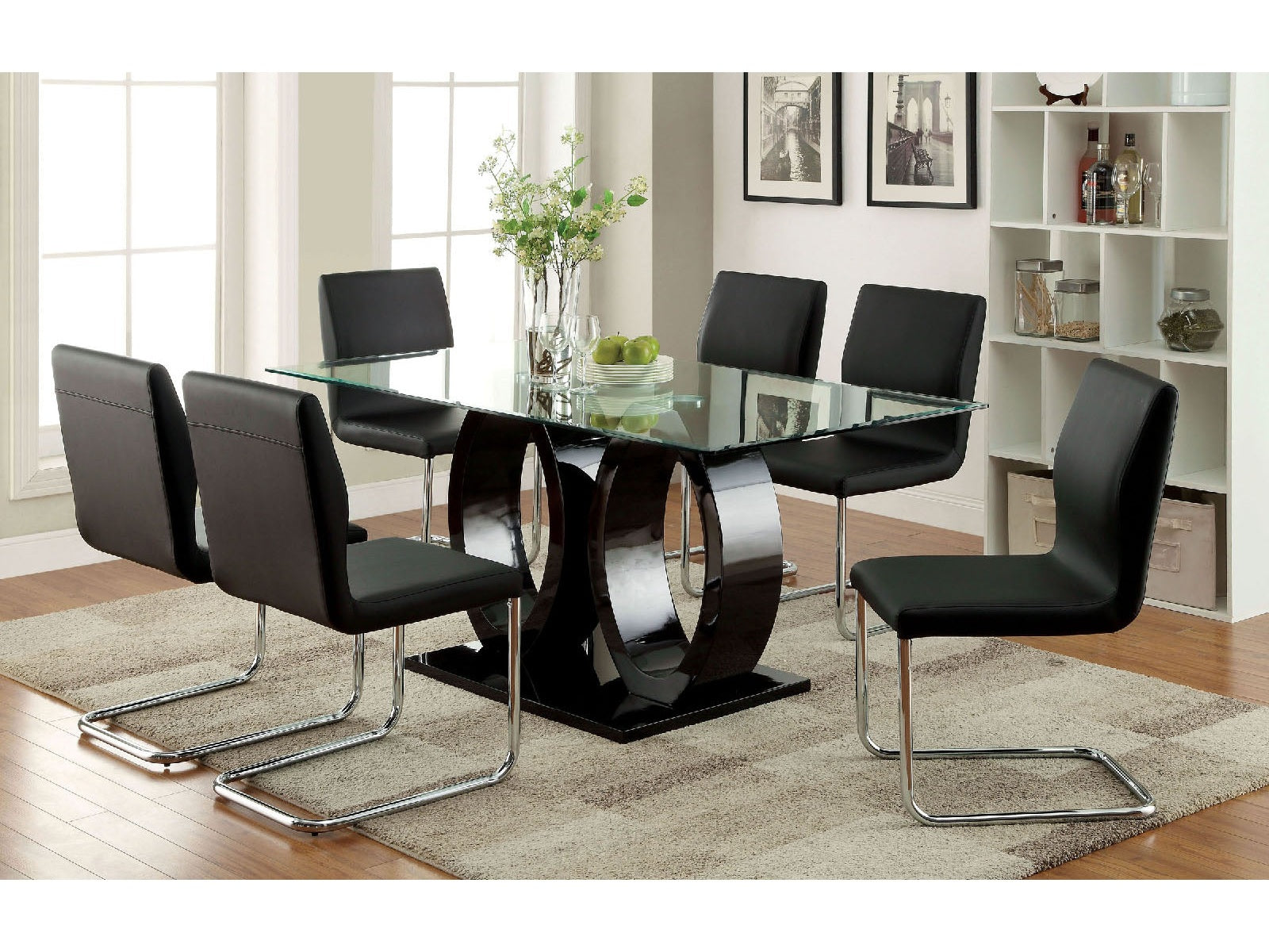 Lodia Black 7 Pc. Dining Room Set - Ornate Home