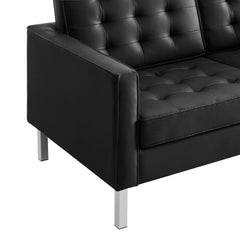Loft Silver/Black 3 Piece Tufted Upholstered Faux Leather Set - 155x95" - Ornate Home