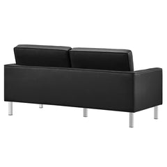 Loft Silver/Black 3 Piece Tufted Upholstered Faux Leather Set - 93x95" - Ornate Home