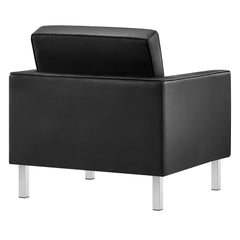 Loft Silver/Black 3 Piece Tufted Upholstered Faux Leather Set - 93x95" - Ornate Home