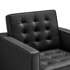 Loft Silver/Black 3 Piece Tufted Upholstered Faux Leather Set - 93x95" - Ornate Home
