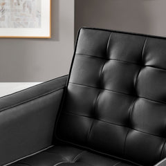 Loft Silver/Black 3 Piece Tufted Upholstered Faux Leather Set - 93x95" - Ornate Home