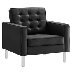 Loft Silver/Black 3-Piece Tufted Vegan Leather Furniture Set - Ornate Home