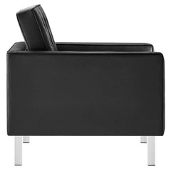 Loft Silver/Black 3-Piece Tufted Vegan Leather Furniture Set - Ornate Home