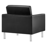 Loft Silver/Black Tufted Vegan Leather Armchair - Ornate Home