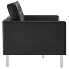 Loft Silver/Black Tufted Vegan Leather Loveseat - Ornate Home