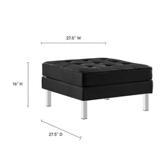 Loft Silver/Black Tufted Vegan Leather Sofa and Ottoman Set - Ornate Home