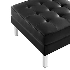 Loft Silver/Black Tufted Vegan Leather Sofa and Ottoman Set - Ornate Home