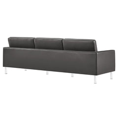 Loft Silver/Gray Tufted Upholstered Faux Leather Sofa and Armchair Set - Ornate Home