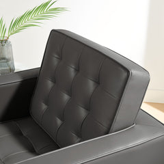 Loft Silver/Gray Tufted Upholstered Faux Leather Sofa and Armchair Set - Ornate Home