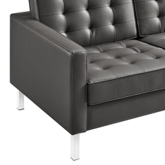 Loft Silver/Gray Tufted Upholstered Faux Leather Sofa and Armchair Set - Ornate Home