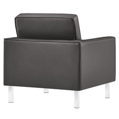 Loft Silver/Gray Tufted Vegan Leather Armchair - Ornate Home