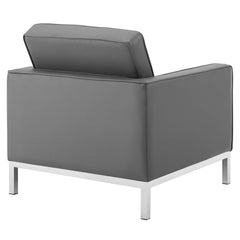 Loft Silver/Gray Tufted Vegan Leather Armchairs (Set of 2) - Ornate Home