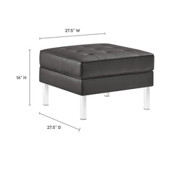 Loft Silver/Gray Tufted Vegan Leather Ottoman - Ornate Home