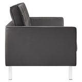 Loft Silver/Gray Tufted Vegan Leather Sofa - Ornate Home