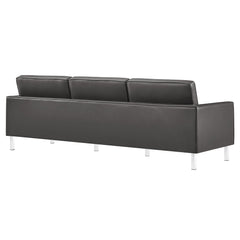 Loft Silver/Gray Tufted Vegan Leather Sofa - Ornate Home