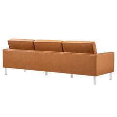 Loft Silver/Tan 3-Piece Tufted Vegan Leather Furniture Set - Ornate Home