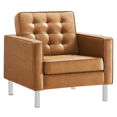 Loft Silver/Tan 3-Piece Tufted Vegan Leather Furniture Set - Ornate Home