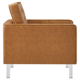 Loft Silver/Tan Tufted Vegan Leather Armchair - Ornate Home