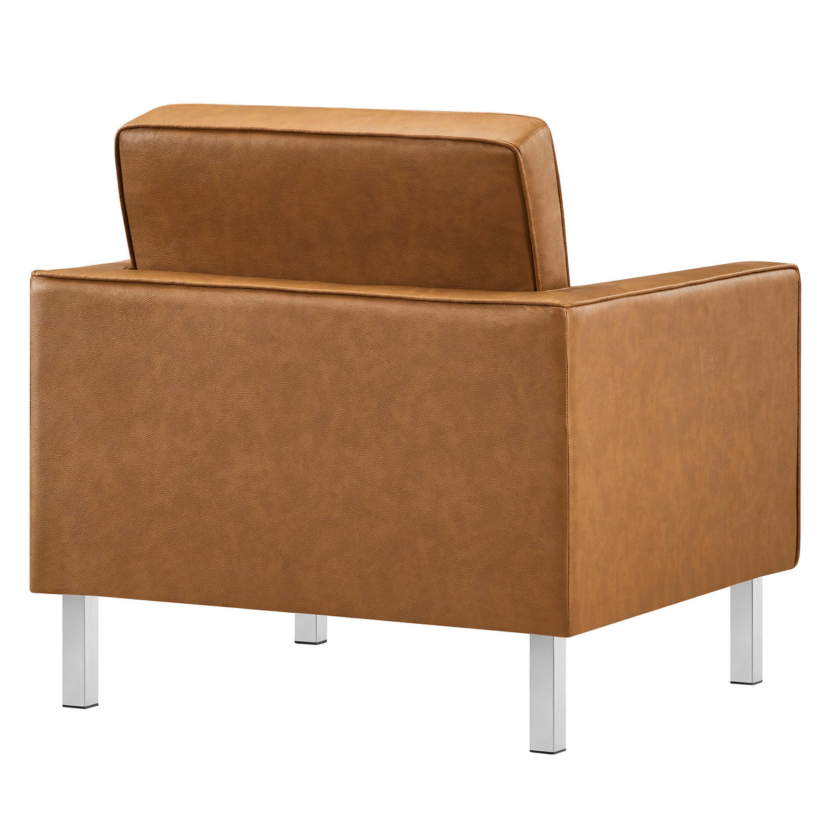 Loft Silver/Tan Tufted Vegan Leather Armchair - Ornate Home