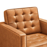 Loft Silver/Tan Tufted Vegan Leather Armchair - Ornate Home