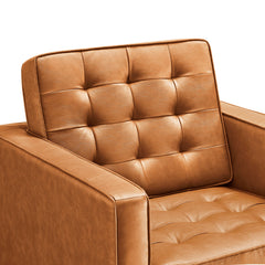 Loft Silver/Tan Tufted Vegan Leather Armchair - Ornate Home