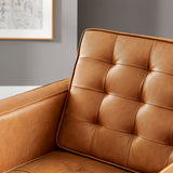 Loft Silver/Tan Tufted Vegan Leather Armchair - Ornate Home