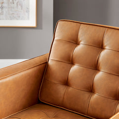 Loft Silver/Tan Tufted Vegan Leather Armchair - Ornate Home