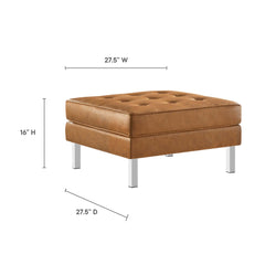 Loft Silver/Tan Tufted Vegan Leather Armchair and Ottoman Set - Ornate Home