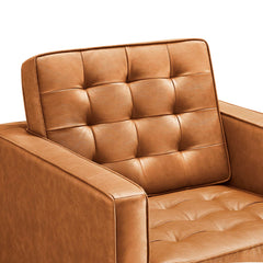 Loft Silver/Tan Tufted Vegan Leather Armchairs (Set of 2) - Ornate Home
