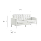 Loft Silver/White 2-Piece Tufted Vegan Leather Furniture Set - Ornate Home