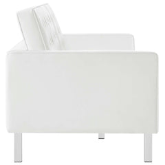 Loft Silver/White 2-Piece Tufted Vegan Leather Furniture Set - Ornate Home