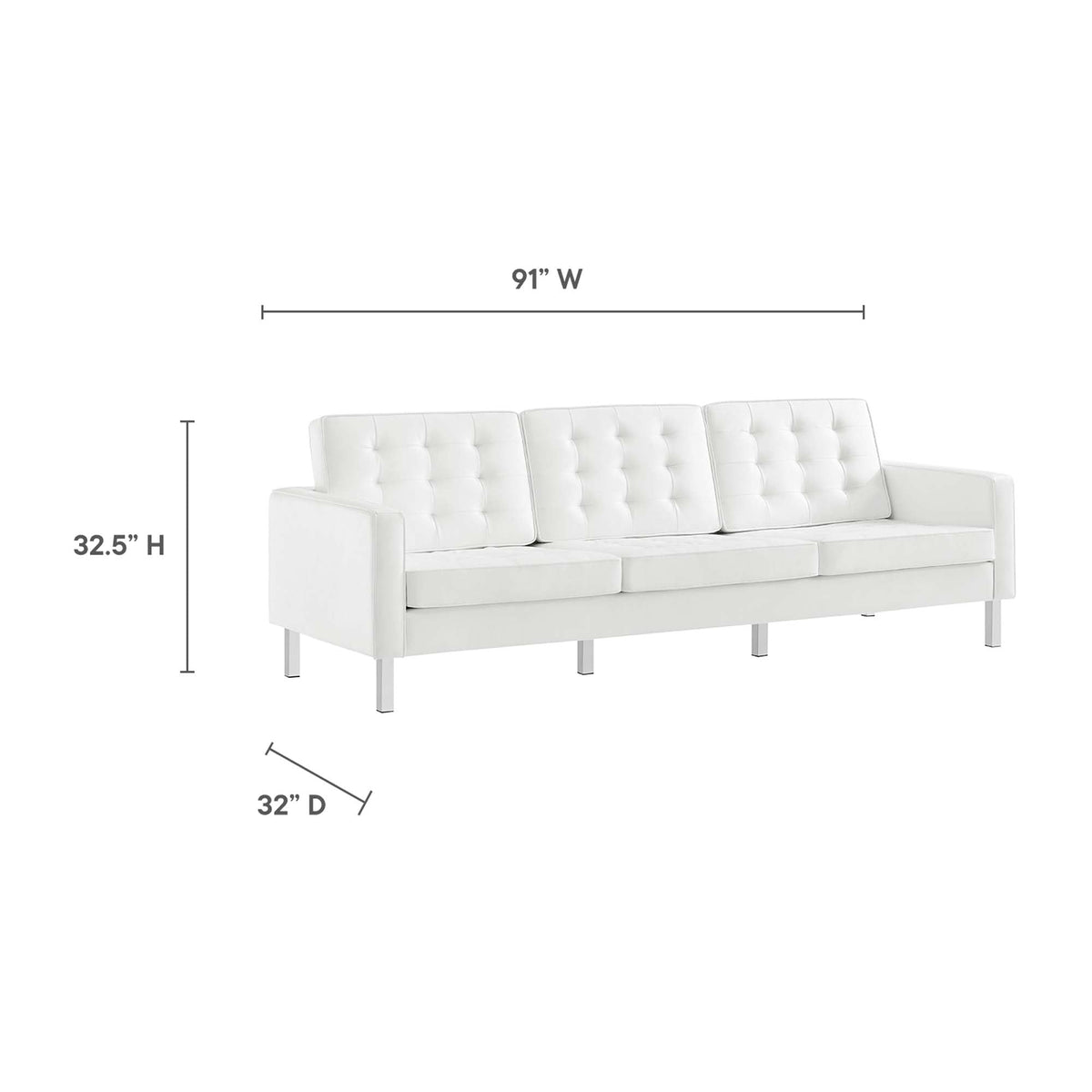 Loft Silver/White 2-Piece Tufted Vegan Leather Furniture Set - Ornate Home