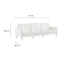 Loft Silver/White 2-Piece Tufted Vegan Leather Furniture Set - Ornate Home