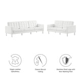 Loft Silver/White 2-Piece Tufted Vegan Leather Furniture Set - Ornate Home