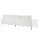 Loft Silver/White 3 Piece Tufted Upholstered Faux Leather Set - 155x95" - Ornate Home