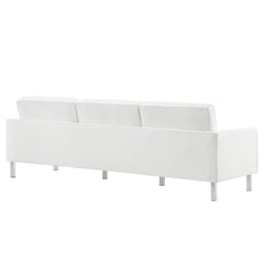 Loft Silver/White 3 Piece Tufted Upholstered Faux Leather Set - 155x95" - Ornate Home