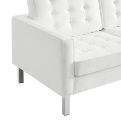Loft Silver/White 3 Piece Tufted Upholstered Faux Leather Set - 155x95" - Ornate Home