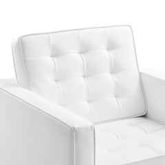 Loft Silver/White 3 Piece Tufted Upholstered Faux Leather Set - 155x95" - Ornate Home