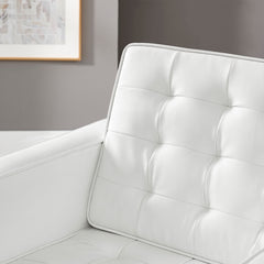Loft Silver/White 3 Piece Tufted Upholstered Faux Leather Set - 155x95" - Ornate Home