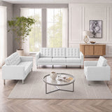 Loft Silver/White 3 Piece Tufted Upholstered Faux Leather Set - 155x95" - Ornate Home