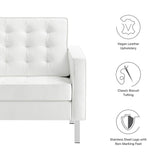 Loft Silver/White 3 Piece Tufted Upholstered Faux Leather Set - 155x95" - Ornate Home