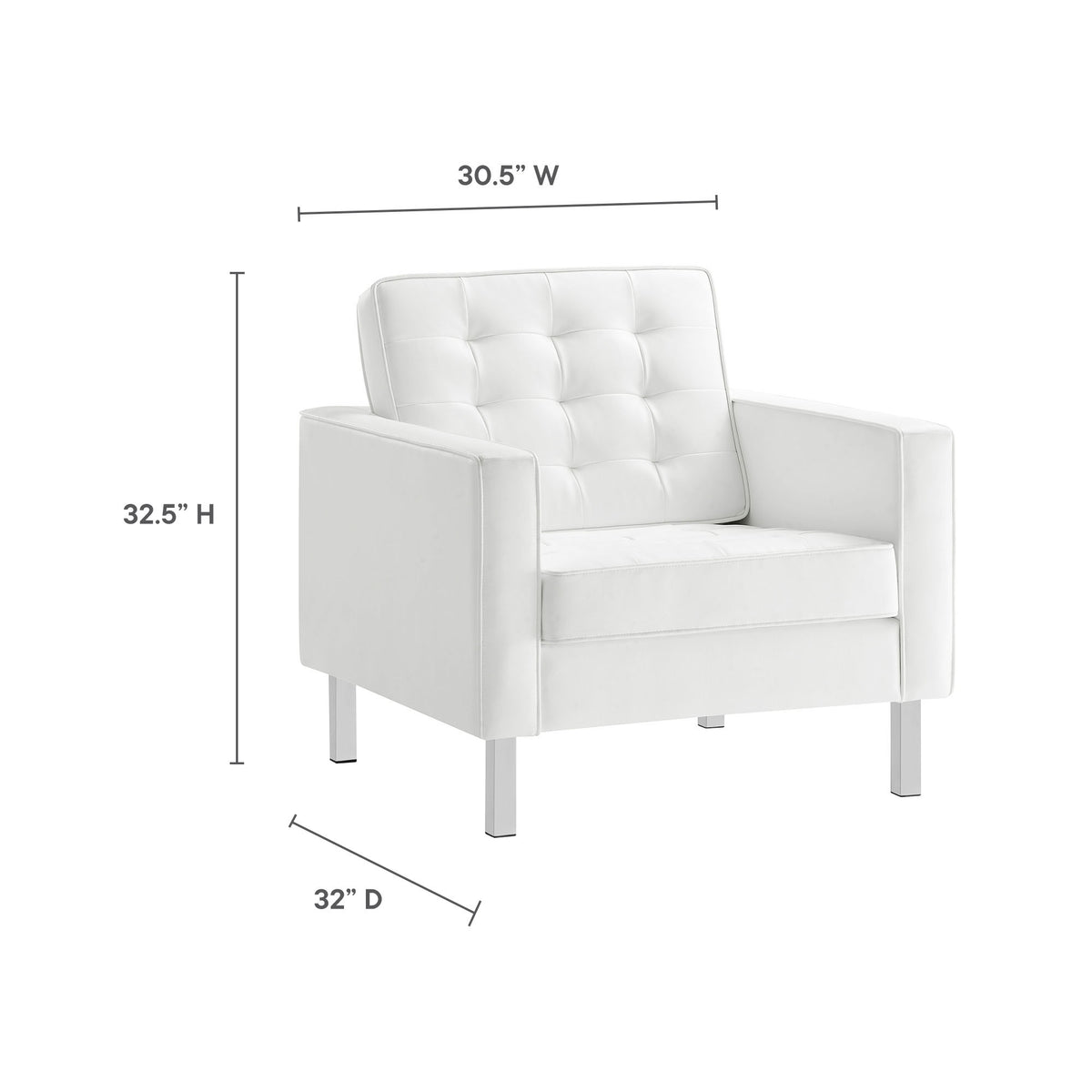 Loft Silver/White 3 Piece Tufted Upholstered Faux Leather Set - 93x95" - Ornate Home