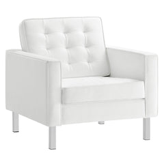 Loft Silver/White 3 Piece Tufted Upholstered Faux Leather Set - 93x95" - Ornate Home