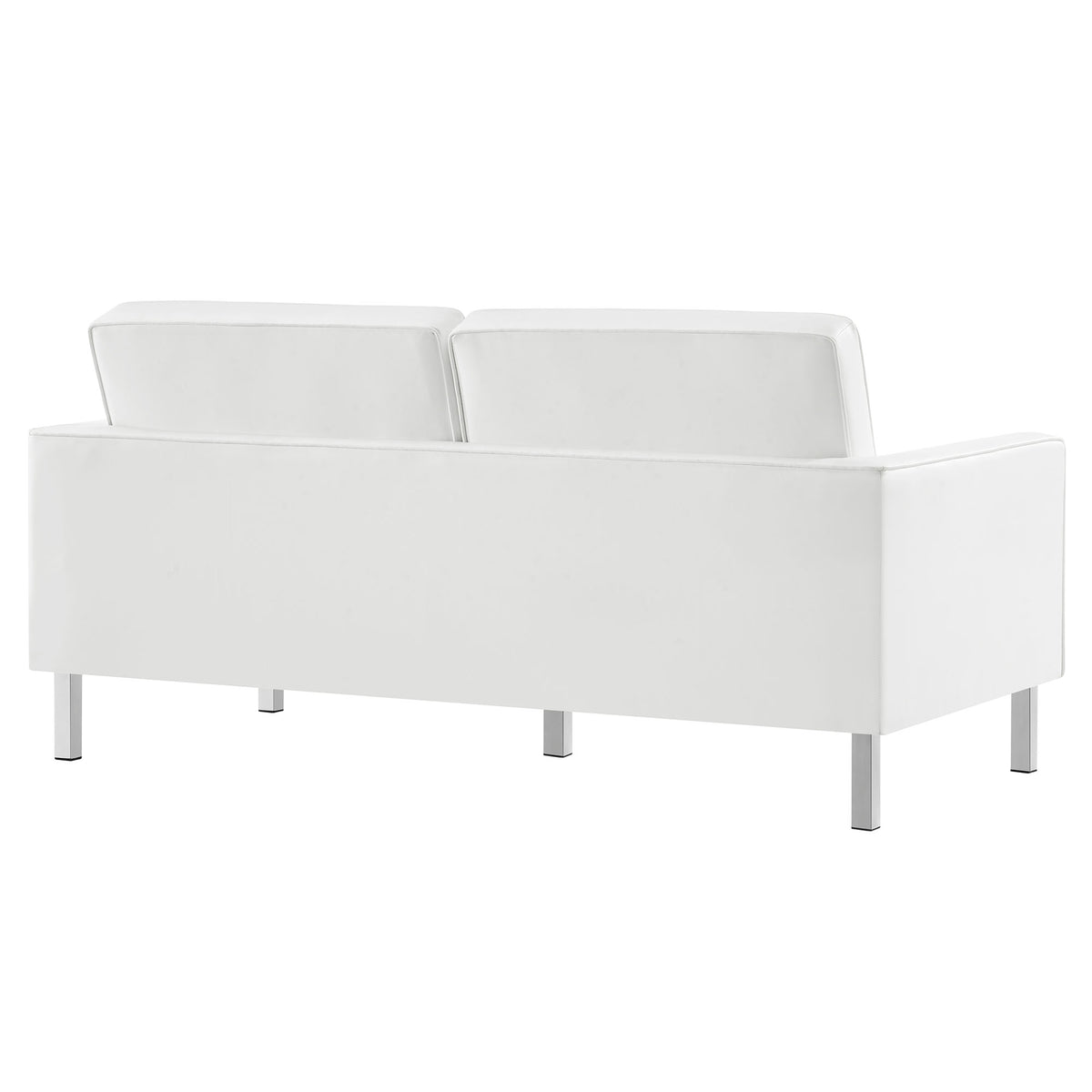 Loft Silver/White 3 Piece Tufted Upholstered Faux Leather Set - 93x95" - Ornate Home