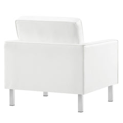 Loft Silver/White 3 Piece Tufted Upholstered Faux Leather Set - 93x95" - Ornate Home